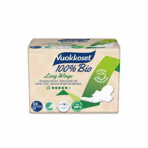 Sanitary towel Vuokkoset 100 % BIO Long Wings